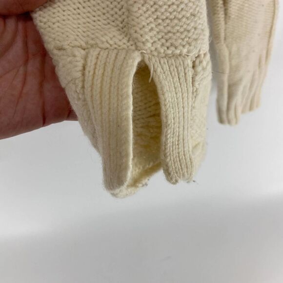 Anthropologie Rosie Neira Cream Round Neck Wool upraised knit Sweater womens L - Picture 8 of 9